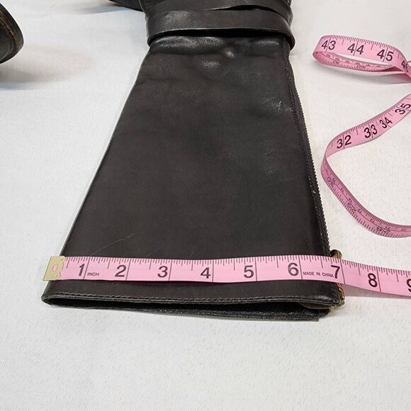 J. Crew Womens 6.5 Black Leathr Side Zipper Double Buckle Riding Boots - Picture 11 of 14